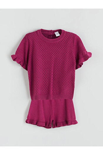 LC Waikiki Peak New Season Crew Neck Girls' Blouse and Shorts 2-Piece
