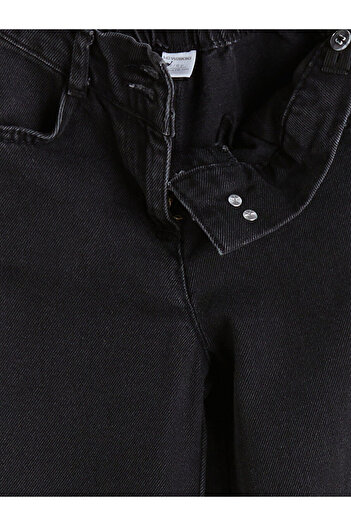 LC Waikiki Black Girl's Jean Trousers with Adjustable Waist Elastic