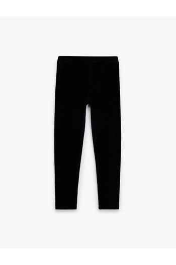 Koton High Waist Basic Velvet Leggings with Elastic Waistband