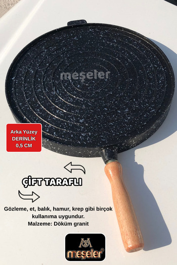 MEŞELER Cast Granite Pan Double Sided Deep and Grill Surface 36 cm