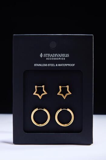 Stradivarius Set of 2 waterproof hoop and star earrings
