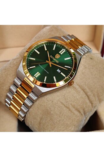 Raymond Gold Green Detailed Steel Men's Wristwatch