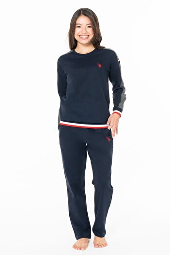 U.S. Polo Assn. U.S. Polo Assn. 20116B Women's Plus Size Long Sleeve Crew Neck Casual Home Wear-Navy Blue