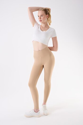 İmaj 706 Beige Color Recovery and Extra Flexible Effect Normal Waist Leggings