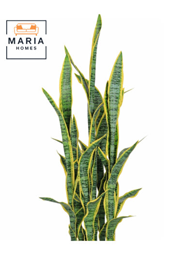MARIA HOMES Artificial Snake Plant 125 cm – Indoor Decorative Green Plant with Grey Plastic Pot for home decor