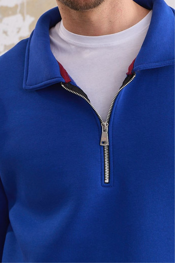 COMBİNE MİCHAİL Ανδρικό φούτερ με φερμουάρ Oversize μπλε