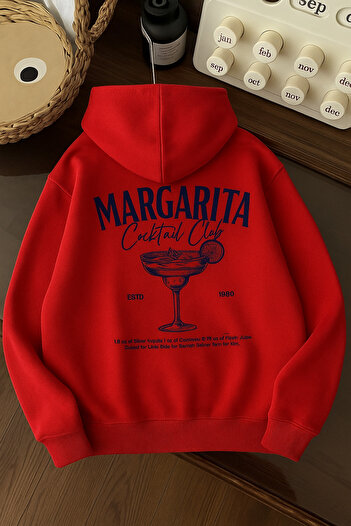 SVART WEAR Margarita Drink Oversize Cotton Casual Hoodie Printed Hooded Sweatshirt