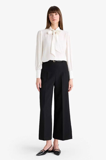 DeFacto Culotte High Waist Straight Leg Black Women's Trousers E7242Ax/Bk81
