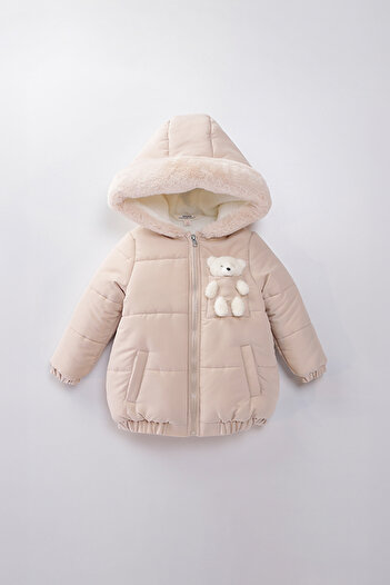 Midimod Water and Windproof Hooded Inflatable Plush Winter Girl's Coat 2-6 Years Old 50326