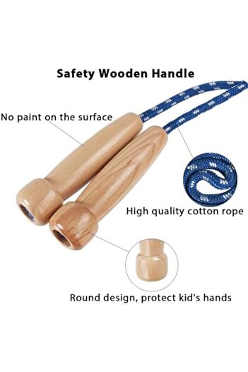 JOYZZZ Adjustable Cotton Jump Rope with Wooden Handle for Kids