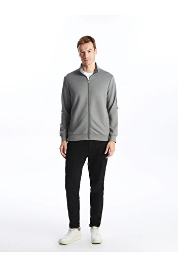LC Waikiki Lcwaikiki Basic Gray Stand Collar Men's Sweatshirt