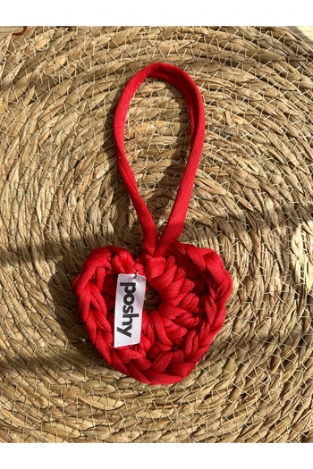 Poshy Atelier Heart Bag Charm Knitted Handmade Wallet Ornament Car Accessory