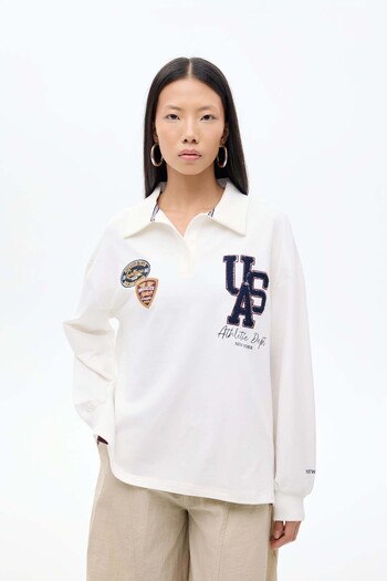 Quzu Embroidery Detailed Ecru Women's Sweatshirt Swt00962