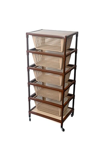 COCONALY Beige Vegetable Basket - 5 Drawers