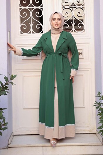 N.S NEVA STYLE Green Hijab Three Piece Set 76371Y