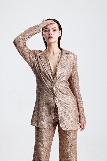 Sense Lined Sequin Evening Dress Jacket |   Ckt34262 Milk Coffee
