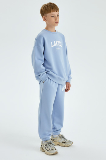 Magu Boy's Cotton Baby Blue Oversize Tracksuit Set - Printed Sweatshirt and Sweatpants