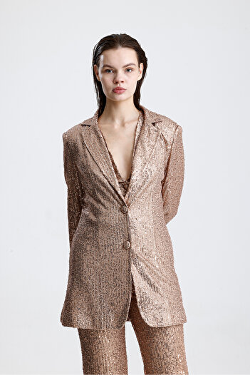 Sense Lined Sequin Evening Dress Jacket |   Ckt34262 Milk Coffee
