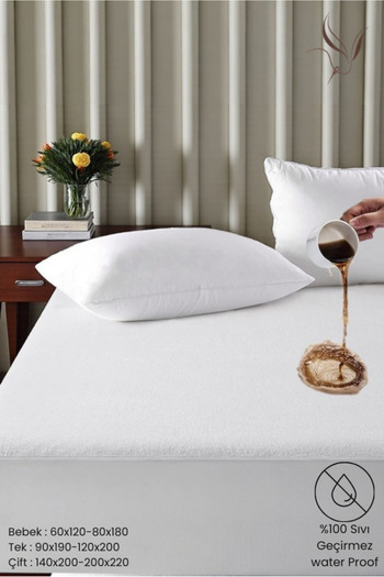 VESSİNOHOME Mattress Mattress Fitted White Cotton Water Liquid Proof Mattress Protector Single Double Anti-Sweat Mattress Mattress Protector