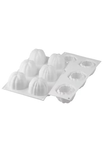 silikomart Silicone mold for single-portion cakes, Bloom 120, 6 cavities, Ø68×52 mm, 120 ml