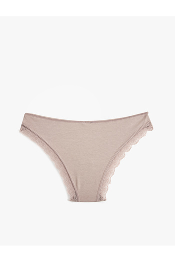Koton Comfortable Fit Cotton Brazilian Panties with Lace Trim