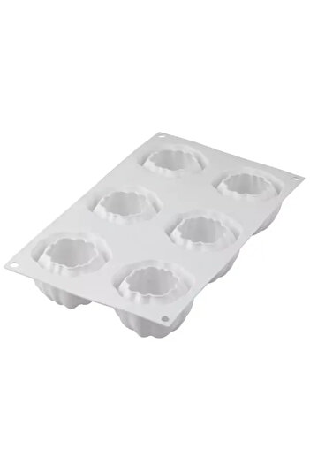 silikomart Silicone mold for single-portion cakes, Bloom 120, 6 cavities, Ø68×52 mm, 120 ml