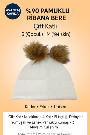 Mustran Cotton Ribbed Beanie Double Layer Windproof Winter Hat Men Women Children Unisex Fashion 2025