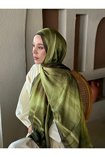Modakaşmir شال من الخيزران بنمط غروب الشمس
