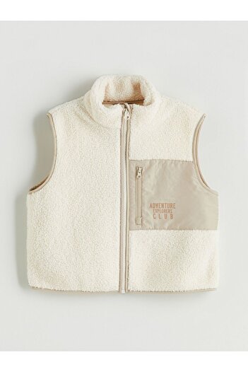 LC Waikiki Lcw Kids Plush Vest with Stand Collar for Girls