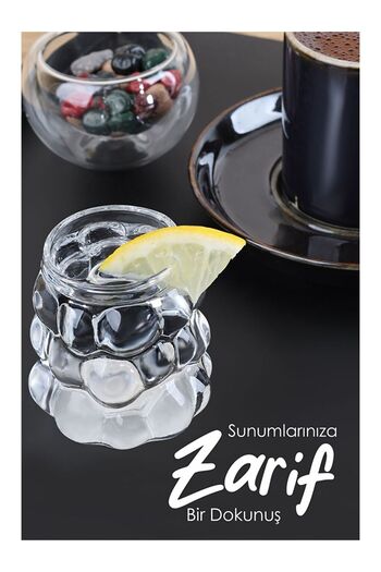 BellaLusso Colorless 6-Piece Borosilicate Glass Coffee Side Water Cup Mini Size Bead-Shaped Grape Model