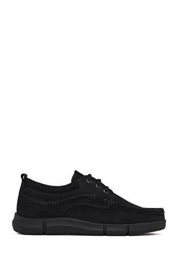 Derimod Men's Black Lace-Up Nubuck Leather Casual Shoes 25Wfd7101V3
