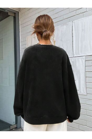 Mythologie Удовлетворителна суитшърт - Черна с принт Oversized Shardone Cycling Neck
