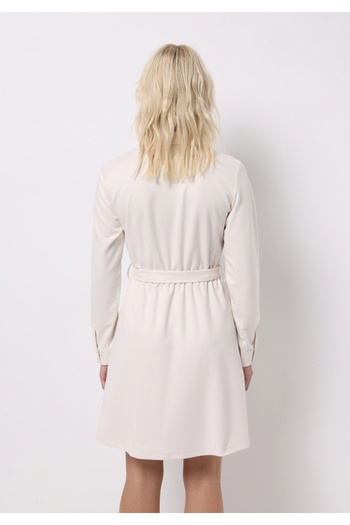 Colin's Regular Fit Plain Women's Ecru Long Sleeve Dress
