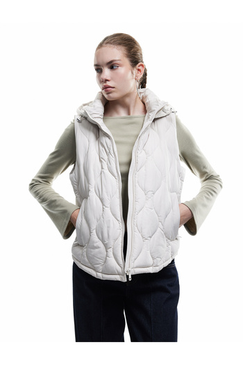 Koton Water Repellent Hooded Sleeveless Quilted Puffer Vest with Zipper Pockets