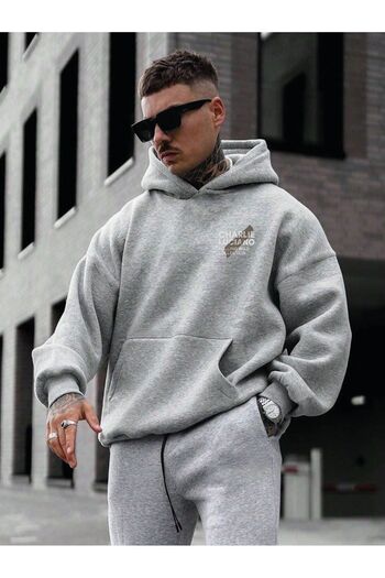 Mythologie Charlie Luciano Design Winter Sweatshirt - Gray Printed Oversize Hoodie