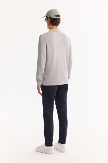Avva Erkek Gri Polo Yaka Fermuarlı Rayon Tüylenmeyen Basic Triko Regular Fit Kazak B005150