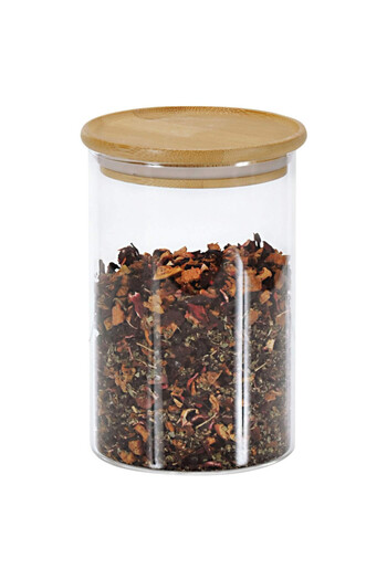 Kesper Borcan de depozitare 38009, 0,800 l, sticlă, capac din bambus, 10x20 cm, transparent