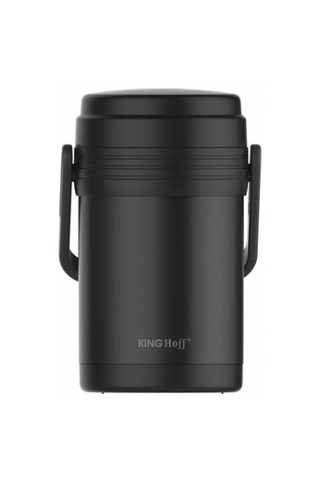 Kinghoff KH 1396 Food Thermos, 3 Containers 1.5 l, Unbreakable, Stainless Steel, Double Wall, Black