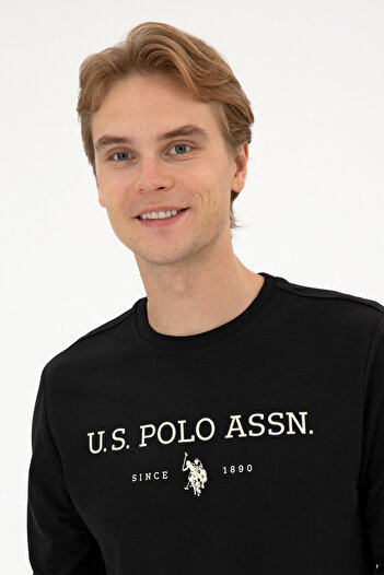U.S. Polo Assn. Men's Regular Fit Crew Neck Black Slim Basic Sweatshirt 50313743-Vr046
