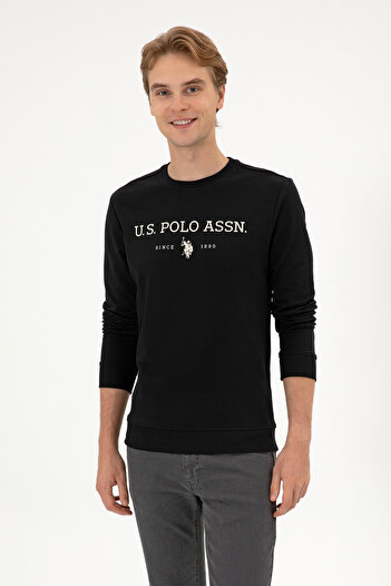 U.S. Polo Assn. Men's Regular Fit Crew Neck Black Slim Basic Sweatshirt 50313743-Vr046