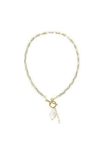 ohmygod jewelry Colier din argint placat cu aur 925 cu perlă barocă – Contesa