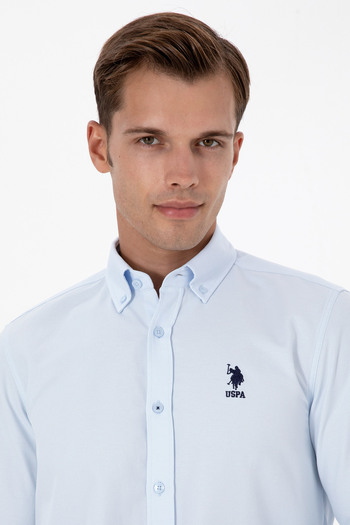 U.S. Polo Assn. Men's Light Blue Long Sleeve Basic Shirt 50307701-Vr003