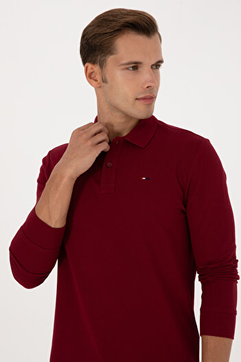 U.S. Polo Assn. Men's Regular Fit Polo Neck Burgundy Basic Sweatshirt 50315941-Vr014