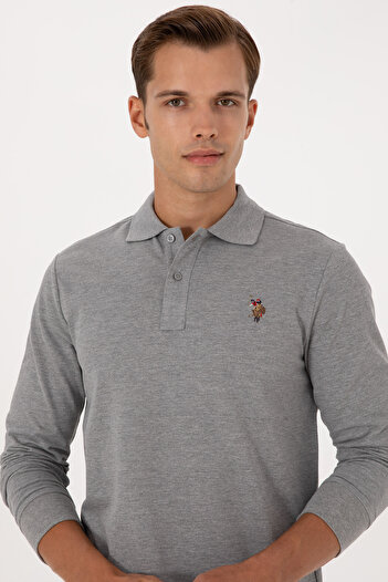 U.S. Polo Assn. Men's Regular Fit Polo Neck Gray Melange Basic Sweatshirt 50313772-Vr086