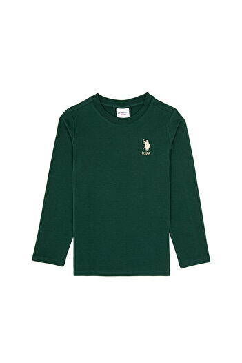 U.S. Polo Assn. Boy's Dark Green Basic Crew Neck Sweatshirt 50314002-Vr079