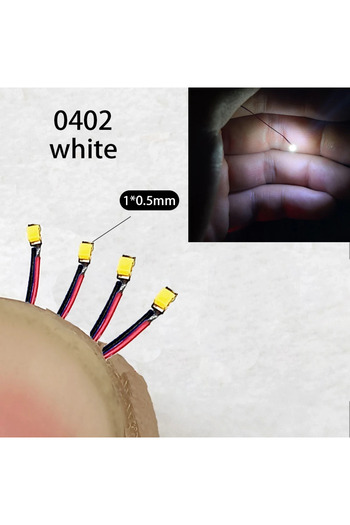 Choice7 0402 أبيض 40 قطعة/الوحدة 0402 0603 0805 1206 سلك LED SMD لقطار نموذجي HO N OO مقياس أحمر خط أسود P