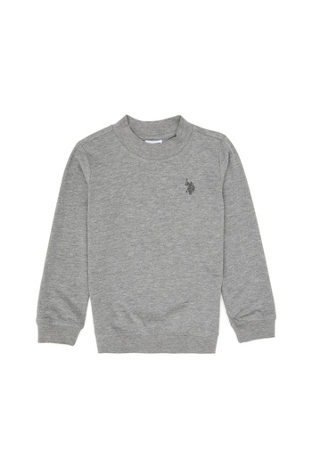 U.S. Polo Assn. Boy's Gray Melange Basic Crew Neck Sweatshirt 50314971-Vr086