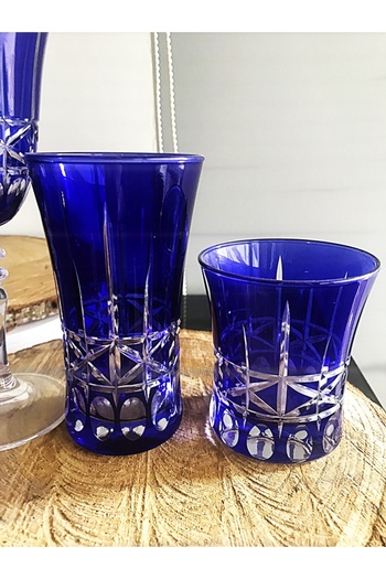 DECOSTYLE Decorated Embroidered Colorful Glass and Soft Drink and Water Glass 3 Pieces