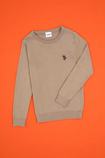 U.S. Polo Assn. Boy's Light Khaki Basic Sweater 50315586-Vr183