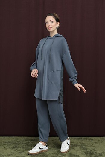 Puane Women's 14306 Hooded Trouser Suit with Embellished Back